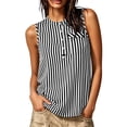 thumbnail image 3 of VBVC Women's Striped Henley Tank Top , Sleeveless Shirts For Women,Ladies' Casual Button Front Blouse with Pockets,Black,S-2XL, 3 of 10