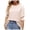 Beige, variant on Women’S Summer Loose Fit Ice Crepe Casual Top, Round Neck Smocked Ruffle Cuff Short Sleeve T-Shirt, Solid Color Plus Size Daily Wear Blouse, 1 Piece, Sizes S Through XXL