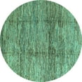 thumbnail image 1 of Ahgly Company Machine Washable Indoor Round Abstract Turquoise Blue Modern Area Rugs, 7' Round, 1 of 4