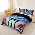 thumbnail image 2 of Metsweet Galaxy Aurora Dragon Duvet Cover King, Japanese Samurai Cherry Blossom King Bedding, Blue Purple Red,Black Reversible,3 Pieces,1 Duvet Cover and 2 Pillowcases, 2 of 5