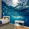 thumbnail image 2 of Peel and Stick Wallpaper Blue Sea Modern Art Wall Mural Decor Self Adhesive and Removable 100in x 144in, 2 of 8