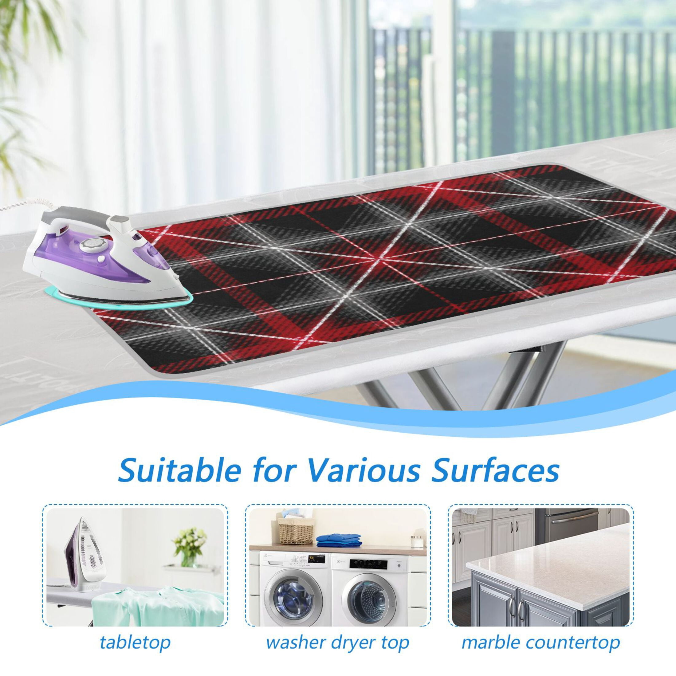 Mixture Color Plaids with White Lines Ironing Mat Blanket Portable Travel Ironing Pad Heat Resistant Pad 47.2" x 27.6”