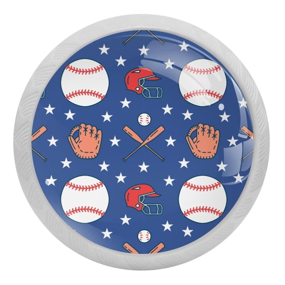 4PCS Round Baseball Softball Sport Cabinet Fluorescence Knob Glowing in the Dark Furniture Drawer Pulls Handle with Screws