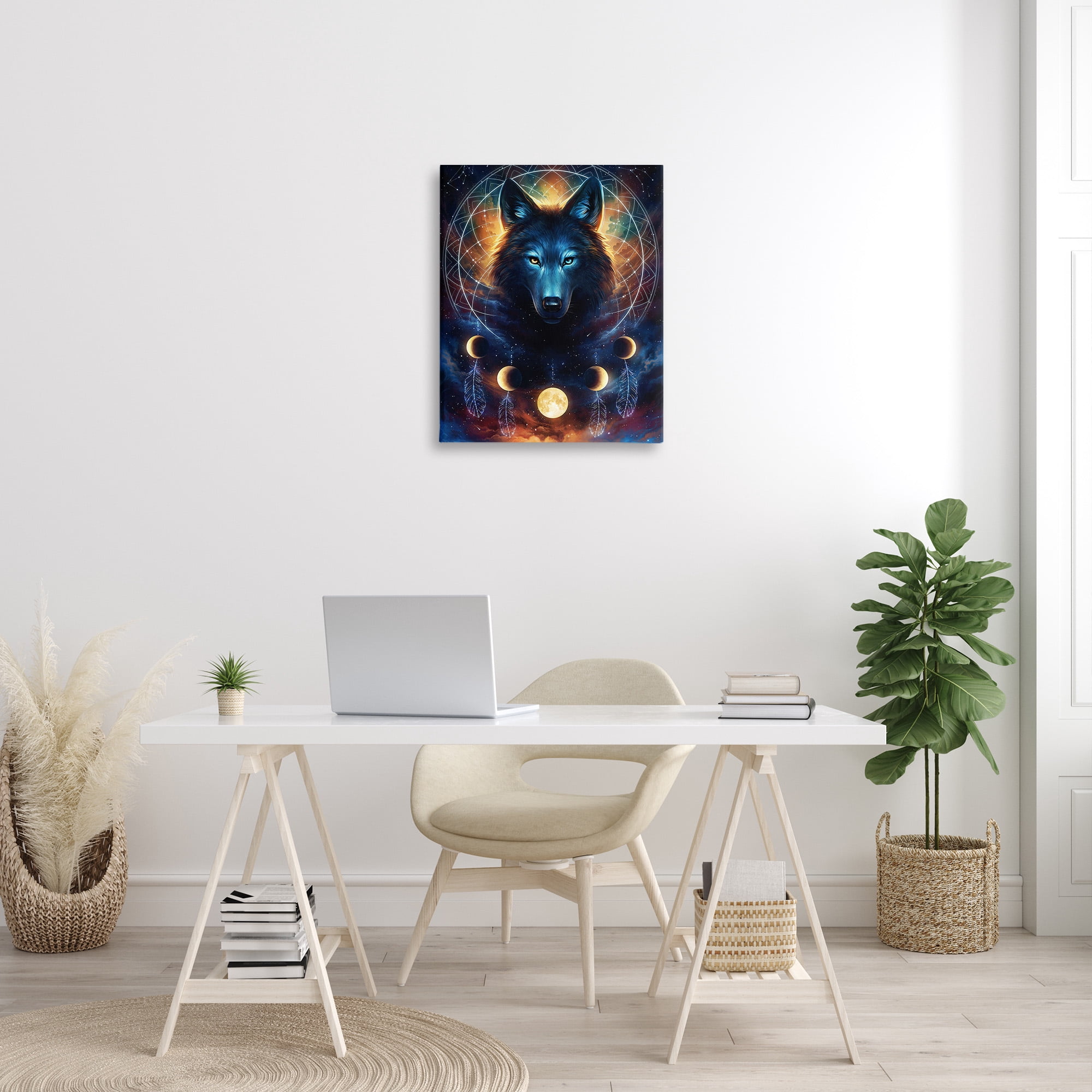 Stupell Industries Lunar Wolf & Galaxy Animals & Insects Painting Gallery Wrapped Canvas Art Print Wall Art, 24 x 30