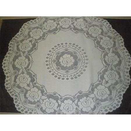 

36 in. European Lace Table Topper Ivory