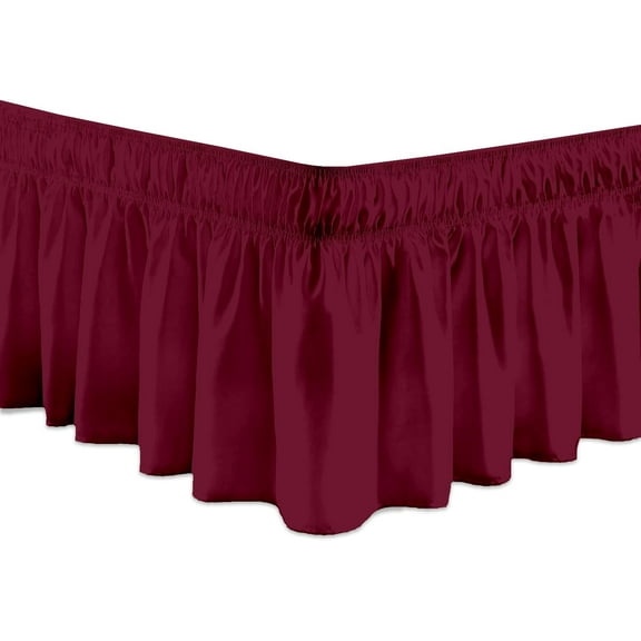 SGI Bedding 14 Inch Wrap Around Bed Skirt | Microfiber Bed Skirt | Olympic Queen, Burgundy