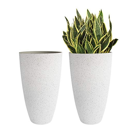 Large Outdoor Tall Planters 20 Inch Indoor Round Big Flower Tree Pot With Drainage Set Of 2 Speckled White Com Large Outdoor Tall Planters 20 Inch, Large Outdoor Plant Pots Nz