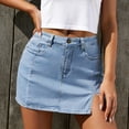 thumbnail image 5 of TaTaai Women's Denim Mini Skirt with Button Front, Side Slit, and Classic Casual Style for Summer Gift, 5 of 6