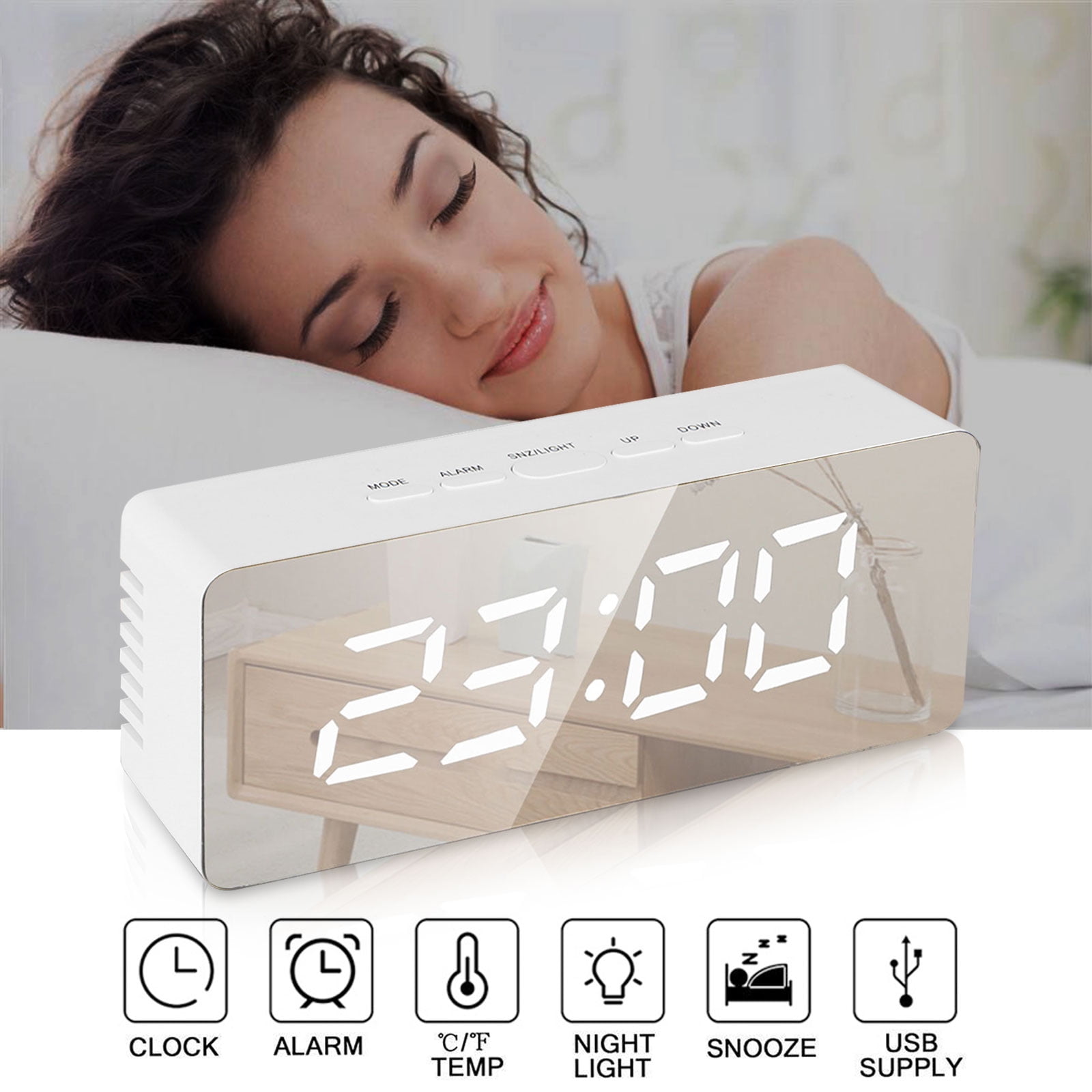 Wall Clocks Alarm Clock Large Digital LED Display Portable Modern