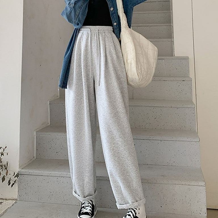 ZZwxWA Women's Cotton Solid Color Sweatpants Elastic Waist