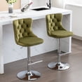 thumbnail image 5 of Adjustable 25 - 33 Inch Height Olive - Green Velvet Bar Stools / Good for Dining Room Seating, 5 of 7