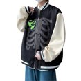 thumbnail image 3 of TRKIYQC Abrigo para Adultos, Chaqueta de béisbol Suelta de Manga Larga en Color de Contraste con Cremallera para Primavera Otoño TRKIYQC moda, 3 of 7