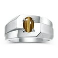 thumbnail image 1 of RYLOS Men's Rings Sterling Silver Ring Classic Solitaire 7X5MM Oval Shape Gemstone Designer Band Tiger Eye November Birthstone Rings For Men Size 13, 1 of 5