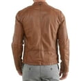 thumbnail image 2 of New Mens Tan Leather Jacket Slim Fit Biker Motorcycle Genuine Leather Coat A532, 2 of 3
