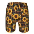 thumbnail image 3 of Fotbe Brown Blue Plaid Sunflower Trajes de Baño Estampados para Hombre, Shorts de Verano de Secado Rápido, Ropa de Playa, Bañadores-X-Large, 3 of 6
