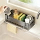 thumbnail image 4 of Soporte para esponja de fregadero con gancho para trapo | Organizador de plástico para dispensadores de jabón, cepillos y esponjas | Organizador compacto de encimera para accesorios de limpieza de, 4 of 6