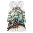 thumbnail image 3 of Spring Flower Truck Can (1) Long Sleeve Dresses For Women Vintage Elegant Party Dress Oversized V-neck Dress S-8XL, 3 of 7