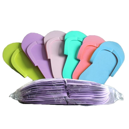 

12 Pairs Disposable Slippers Colored Flops for Salon Spa Pedicure (Random Color)