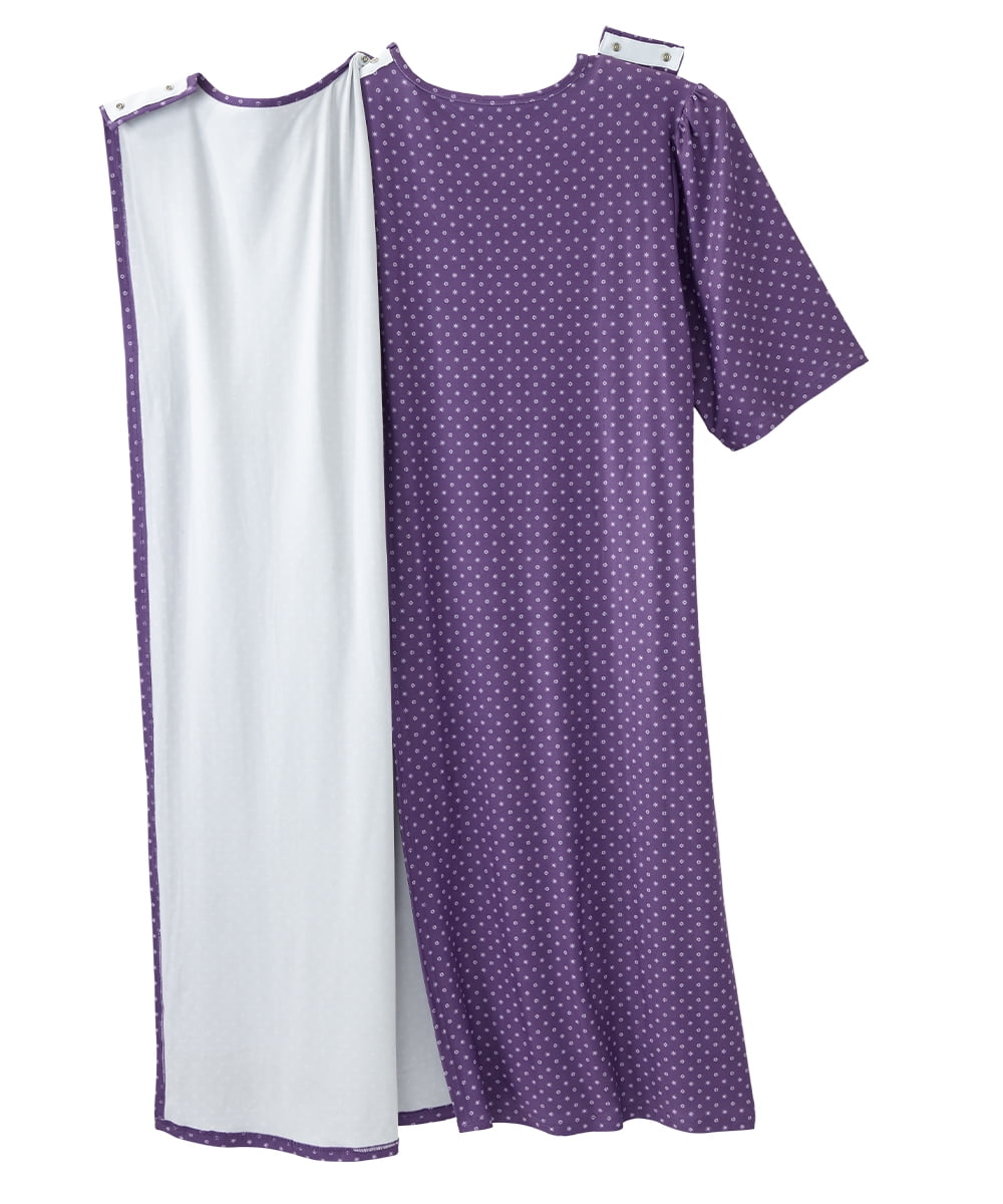 Women's Open Back Adaptive Lace Trim Nightgown - Long Sleeve Flannel Hospital  Gown for Seniors - Floral Check SMA at Amazon Women's Clothing store