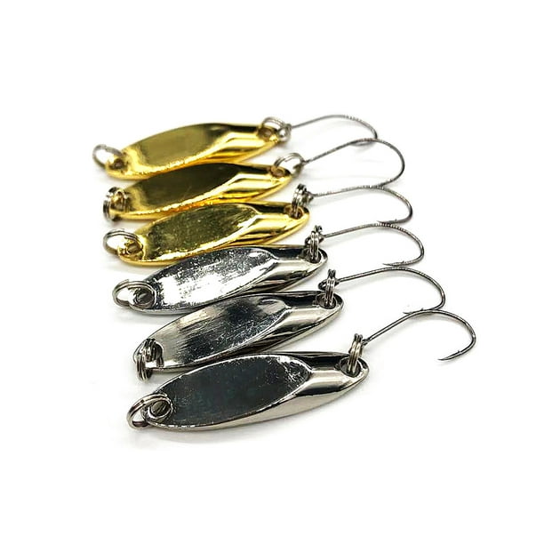 6Pcs Hard Fishing Lures Spoon Lures Gold Silver Metal Fishing Lure with  Sharp Hooks Fishing Tackle Lure for Huge Distance Casts and Wild Action 4.5  g 