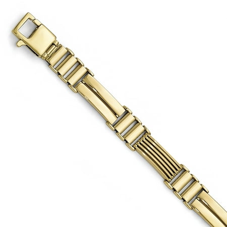 Brushed Mens Link Bracelet - Leslies 14k Polished Brushed Link Mens Bracelet LF402