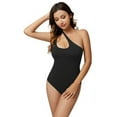 thumbnail image 2 of REORIA Women's One Shoulder Bodysuit Sexy Hollow out Neck Sleeveless Thong Tops, 2 of 10