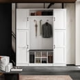thumbnail image 2 of MONSLIPA Hall Tree with Storage Bench and 3 Hooks, Entryway Storage Cabinet Mudroom Hallway Organizer White, 2 of 7