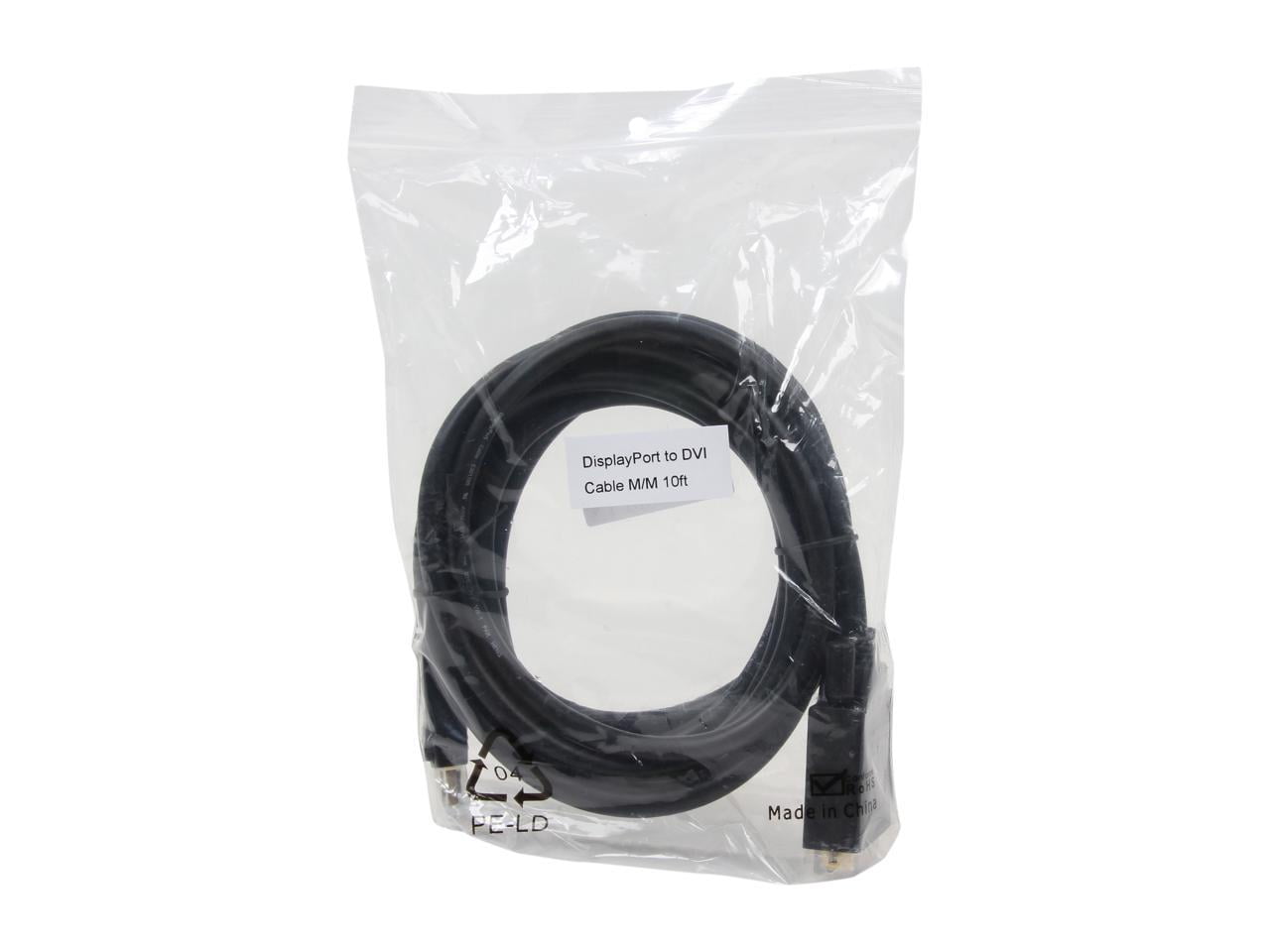 Nippon Labs DP-DVI-10 10 ft. DP DisplayPort Male to DVI-D Male Converter Cable, Black - DP to DVI Adapter - 1920 x 1200