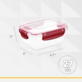 thumbnail image 2 of Superio Lock and Fresh Airtight Food Storage Containers with Lids for Kitchen Pantry Organization, BPA Free, Meal Prep Plastic Containers, 27 oz. Rectangular Sealed Container, Red, 2 pack, 2 of 7