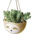 thumbnail image 1 of Macetas para plantas de bonsái con flores de perezoso, lindas macetas para plantas de animales, macetas para plantas suculentas (cesta colgante, maceta redonda, amarillo), 1 of 5