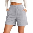 thumbnail image 6 of Womens Shorts JIANLAI Knee Length Casual Wide Leg Drawstring Hiking Work Summer Cargo Shorts with Pockets (S-3XL) Gray, 6 of 9