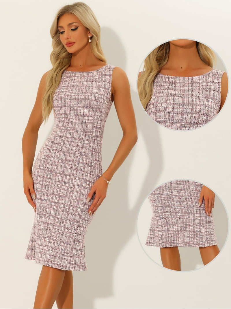 birthdaybash【SUMMER TWEED I LINE DRESS】 birthdaybash【SUMMER TWEED I LINE DRESS】 Split Back Button