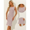 thumbnail image 2 of Unique Bargains Women's Summer Sleeveless Elegant Plaid Bodycon Dress XL Pink, 2 of 6