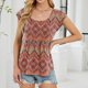 thumbnail image 3 of Tops de Cuello Redondo para las Mujeres Impreso Plegado Hombro Insertado Blusa, Manga Corta Nylon Spandex Top para el Hogar Y el Uso Casual Diario, 3 of 8
