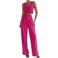 thumbnail image 1 of Tumotour Summer 2 Piece Outfits For Women V Neck Sleeveless Button Down Waistcoat And Wide Leg Pants Set With Pockets, 1 of 7