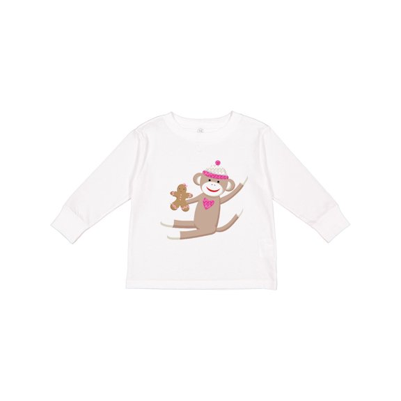 Inktastic Sock Monkey Gingerbread Boys or Girls Long Sleeve Toddler T-Shirt