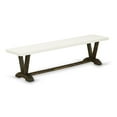 thumbnail image 1 of Pemberly Row V-Style 15x72" Wood Dining Bench in Jacobean/Linen White, 1 of 5
