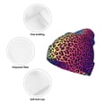 thumbnail image 3 of Yiaed Leopard Neon Rainbow Gradient Print Winter Beanie for Men Women, Fleece Lined Beanie Soft Warm Knit Hat Ski Stocking Cuffed Ca, 3 of 6