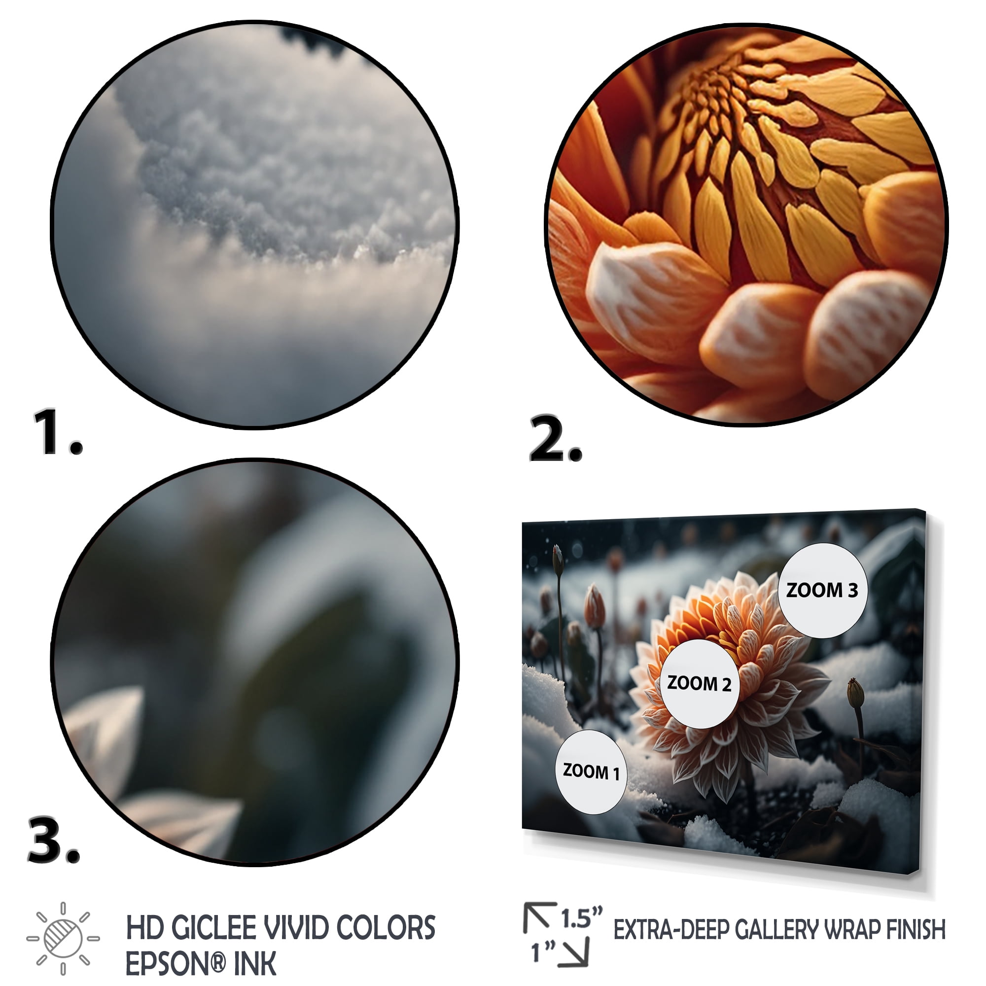 Designart A Blooming Orange Dahlia Flower In Winter III Canvas Wall Art