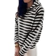 thumbnail image 5 of QAFOPEH Women Hooded Long Sleeve Horizontal Stripes Printed Colorblock Top, 5 of 6