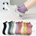 thumbnail image 3 of Chaussettes à Volants Kawaii Blanches Style Ins Chaussettes Courtes Mignonnes pour Femmes Filles Violettes, 3 of 6