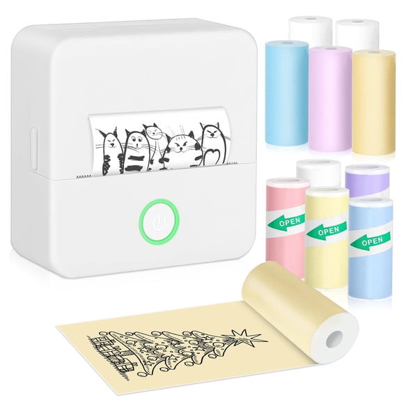 Impresora térmica Bakoor Mini portátil con 10 rollos de papel Android iOS
