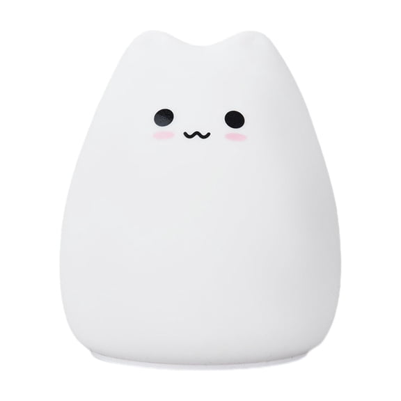A Cute Cat Shape Silicone Night Light Color Changing Led Pat Light Battery Operated For Kids Bedroom Nursery Decor Style A