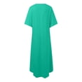 thumbnail image 5 of DHFJKG Summer Dresses For Women Long Dress Short Sleeve V Neck Flowy A Line Solid Color Comfortable Curved Hem Tunic Beach Vacation Clothes Versatile Dresses, 5 of 5