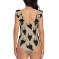 thumbnail image 6 of Yiaed Cute Black Dog Print Women's Ruffled One Piece Swimsuit V Neck Swimwear Slimming Monokini for Woman-Large, 6 of 8