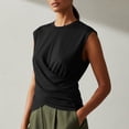 thumbnail image 6 of VBVC Women's Twist Back Cap Sleeve Top , Ladies' Crew Neck Fitted Wrap Blouse , Casual Summer Dressy Tank Top For Women,Black,XS-XL, 6 of 10