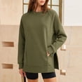 thumbnail image 4 of Binmer Women’s Solid Color Crew Neck Raglan Long Sleeve Sweatshirt, Casual Pullover Top With Side Slit Hem,Sizes S-3XL, 4 of 9
