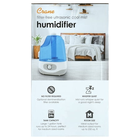 CRANE - 1 Gal. Ultrasonic Cool Mist Humidifier - Blue/White