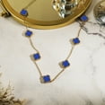 thumbnail image 3 of JeenMata Blue Flower Station Necklace in Yellow Gold Plated, 3 of 7