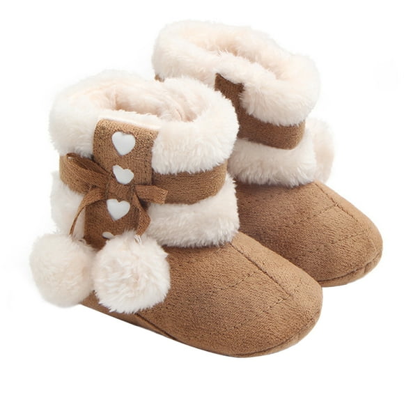 WORGEOUS 1 par de botas navideñas para bebés con lazo de invierno, prewalker de algodón cálido para niños pequeños